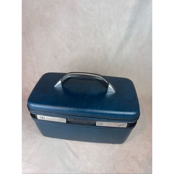 Vintage Samsonite Sentry Blue Train Case with Tray + 2 Keys - Picture 2 of 12